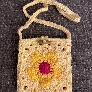 New Handcrafted Flower Granny Square Crochet Bag